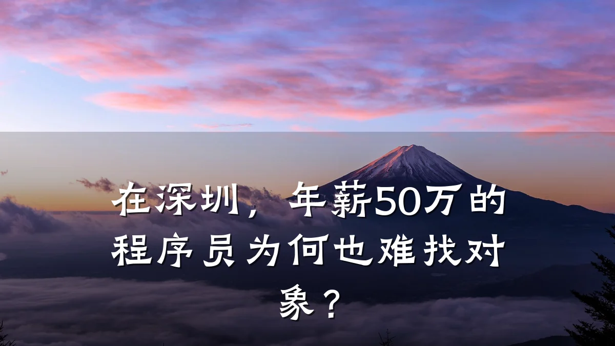 在深圳,年薪50万的程序员为何也难找对象?