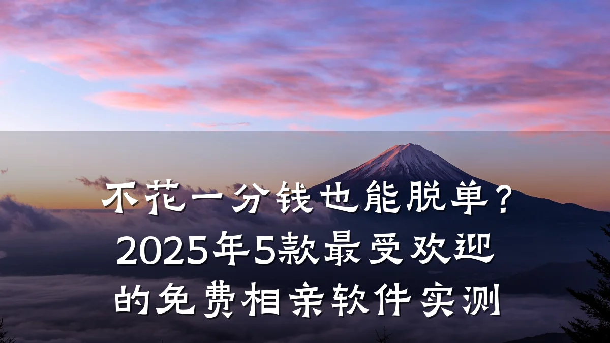 不花一分钱也能脱单?2025年5款最受欢迎的免费相亲软件实测