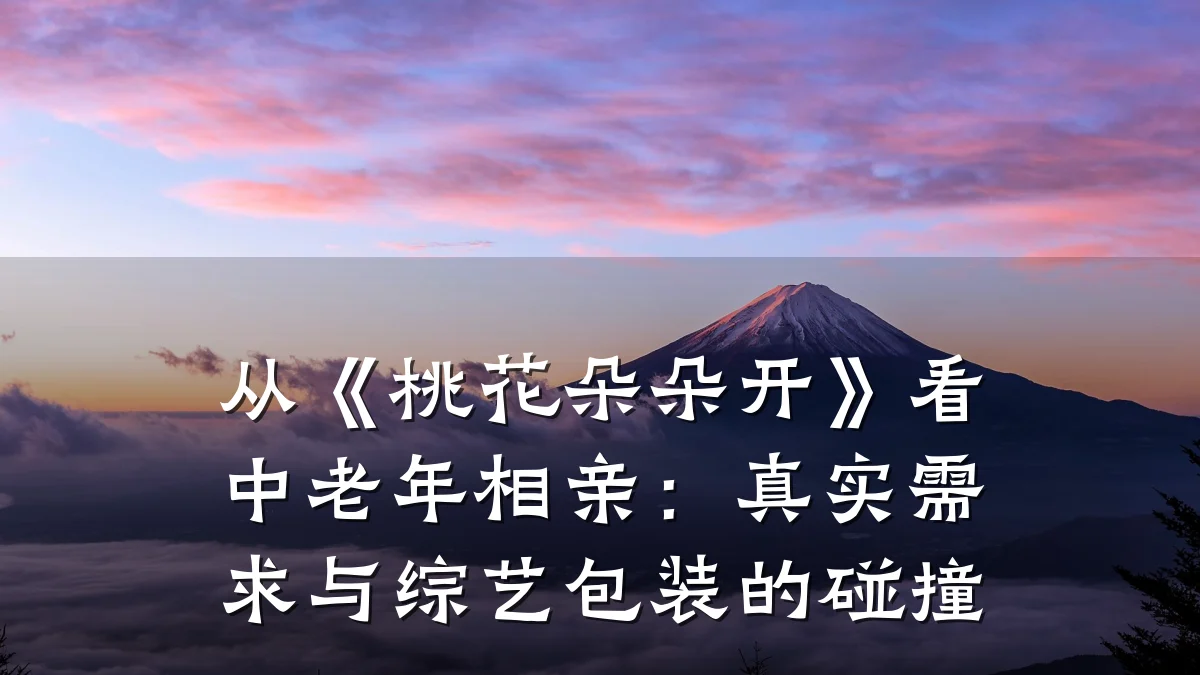 从《桃花朵朵开》看中老年相亲:真实需求与综艺包装的碰撞