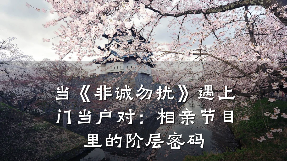 当《非诚勿扰》遇上门当户对:相亲节目里的阶层密码