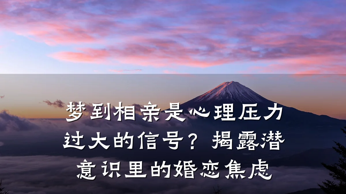 梦到相亲是心理压力过大的信号?揭露潜意识里的婚恋焦虑