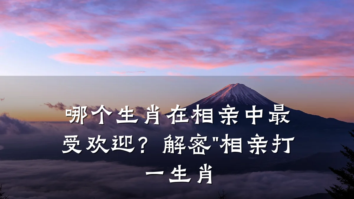 哪个生肖在相亲中最受欢迎?解密"相亲打一生肖
