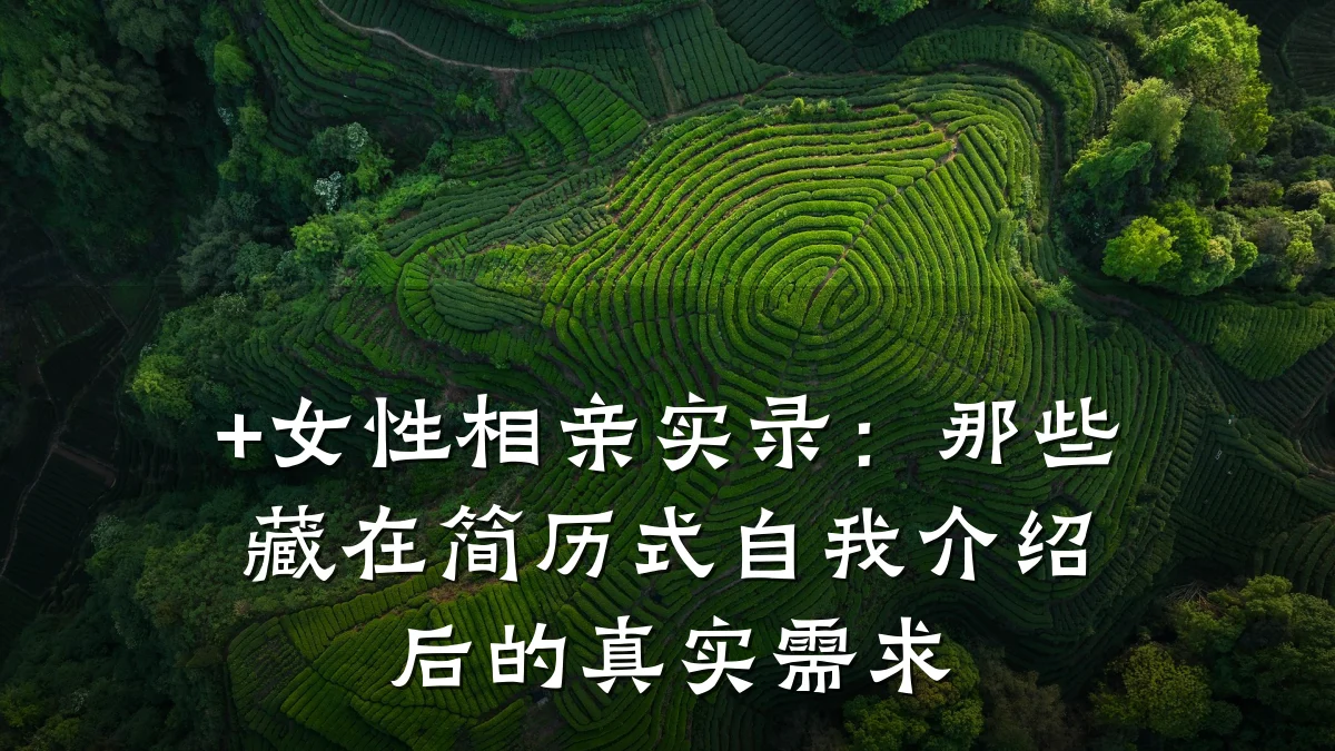 +女性相亲实录:那些藏在简历式自我介绍后的真实需求