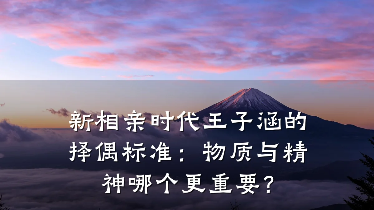 新相亲时代王子涵的择偶标准:物质与精神哪个更重要?