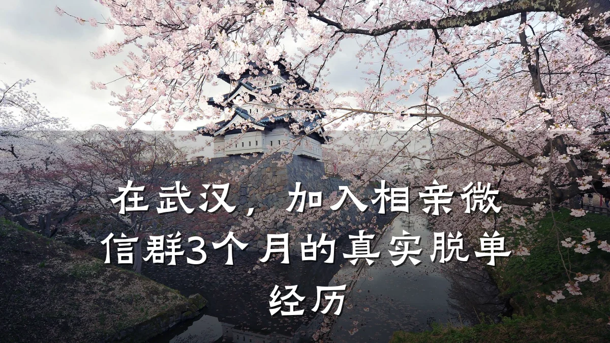 在武汉,加入相亲微信群3个月的真实脱单经历