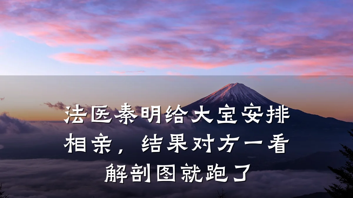 法医秦明给大宝安排相亲,结果对方一看解剖图就跑了