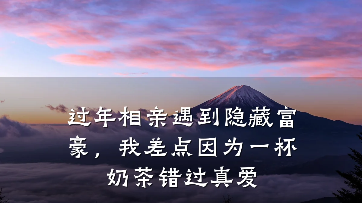 过年相亲遇到隐藏富豪，我差点因为一杯奶茶错过真爱