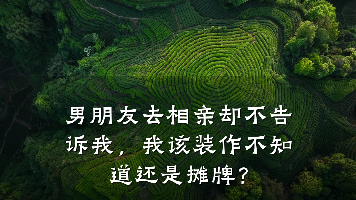 男朋友去相亲却不告诉我,我该装作不知道还是摊牌?