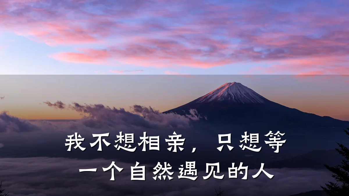 我不想相亲,只想等一个自然遇见的人