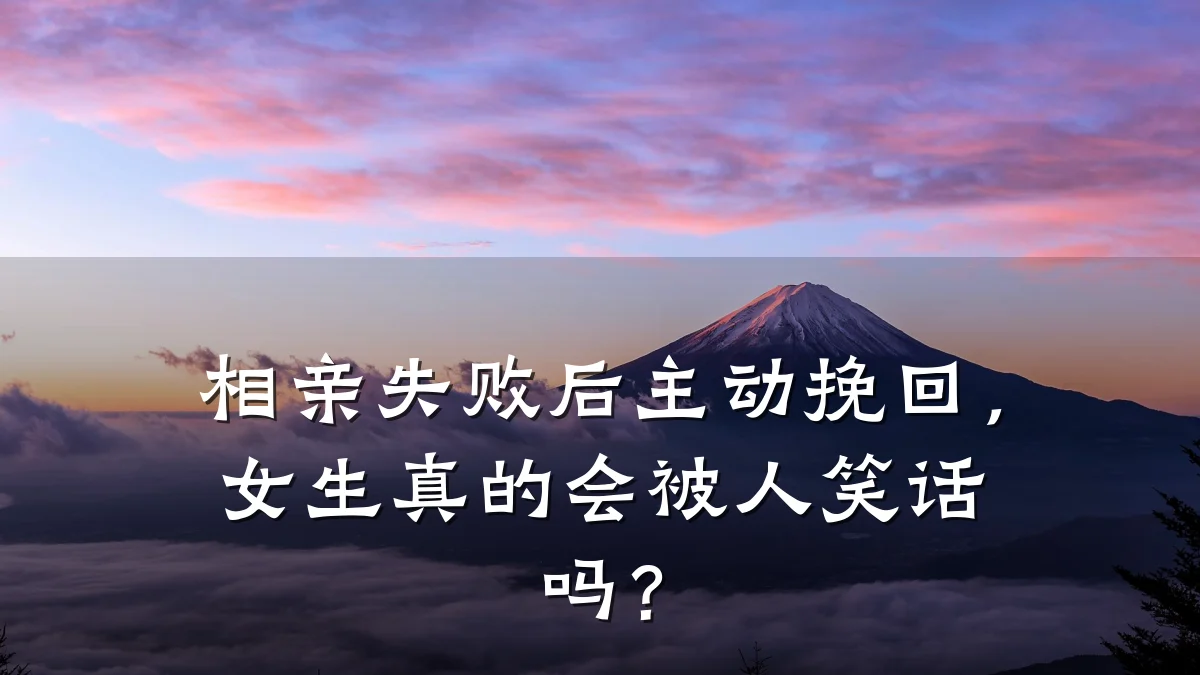 相亲失败后主动挽回,女生真的会被人笑话吗?