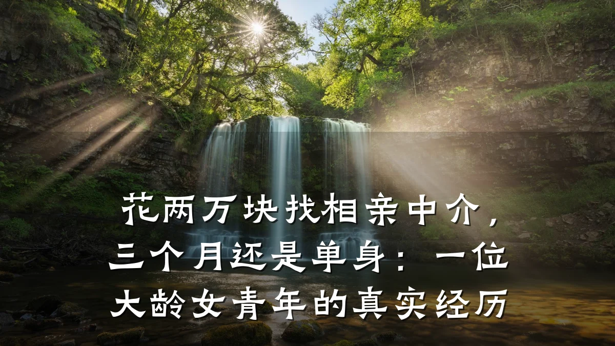 花两万块找相亲中介,三个月还是单身:一位大龄女青年的真实经历