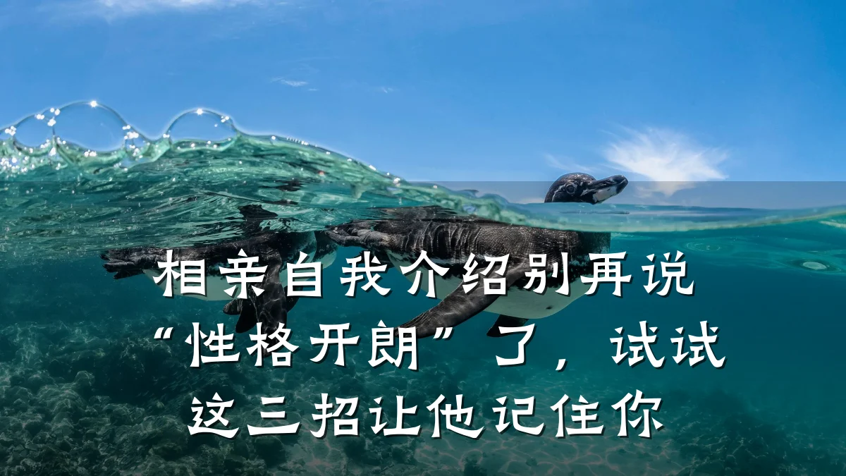 相亲自我介绍别再说“性格开朗”了,试试这三招让他记住你