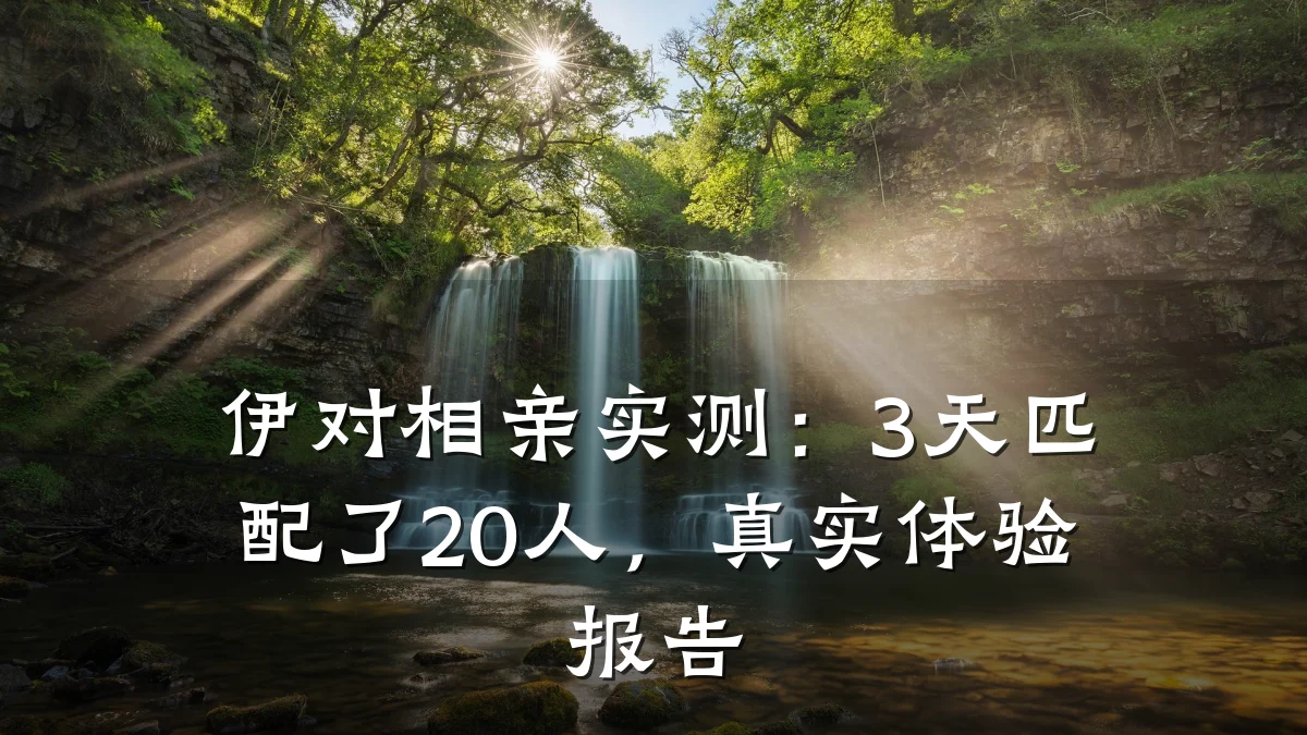 伊对相亲实测:3天匹配了20人,真实体验报告