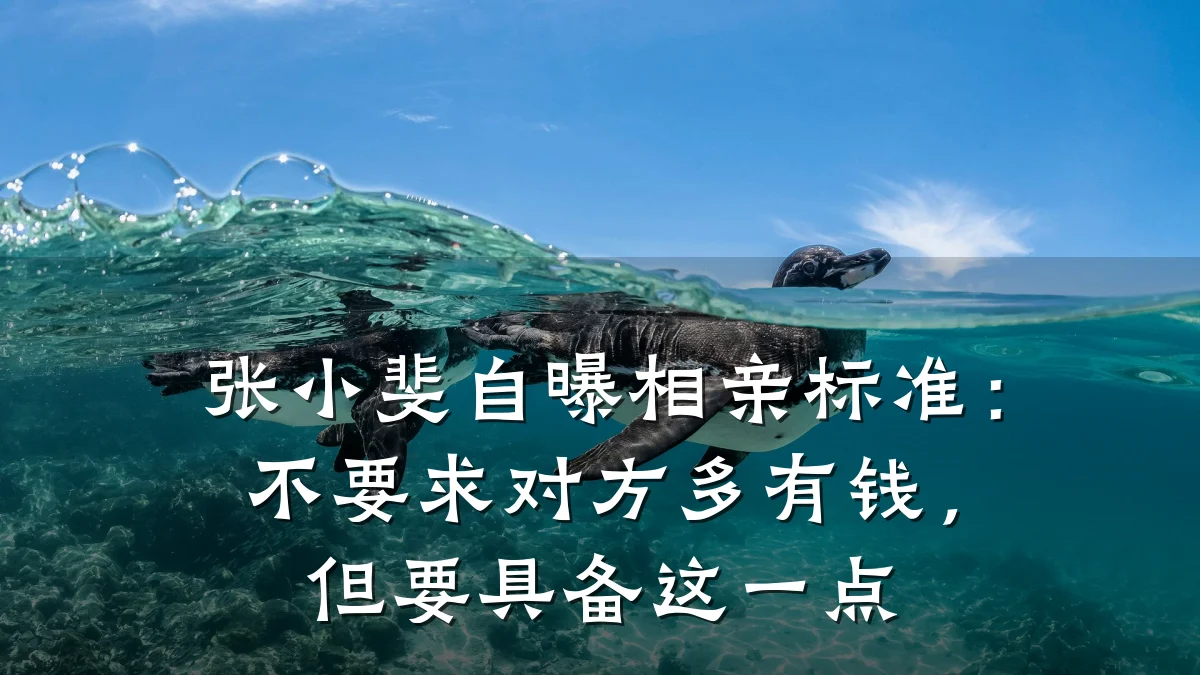 张小斐自曝相亲标准:不要求对方多有钱,但要具备这一点