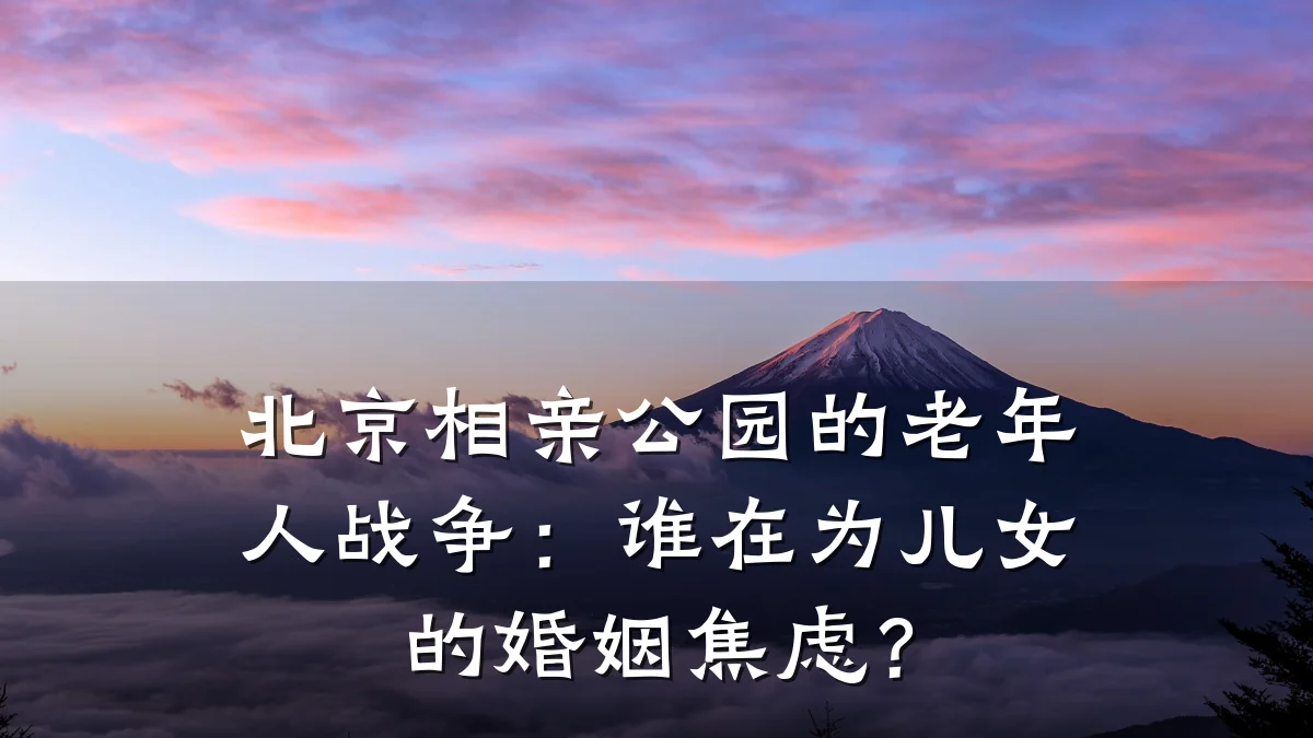 北京相亲公园的老年人战争:谁在为儿女的婚姻焦虑?