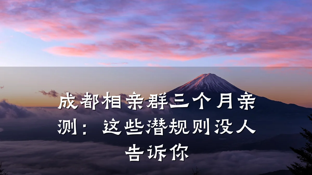 成都相亲群三个月亲测:这些潜规则没人告诉你