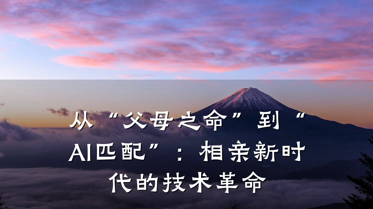 从“父母之命”到“AI匹配”:相亲新时代的技术革命