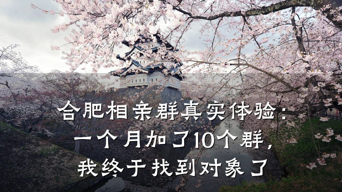 合肥相亲群真实体验:一个月加了10个群,我终于找到对象了