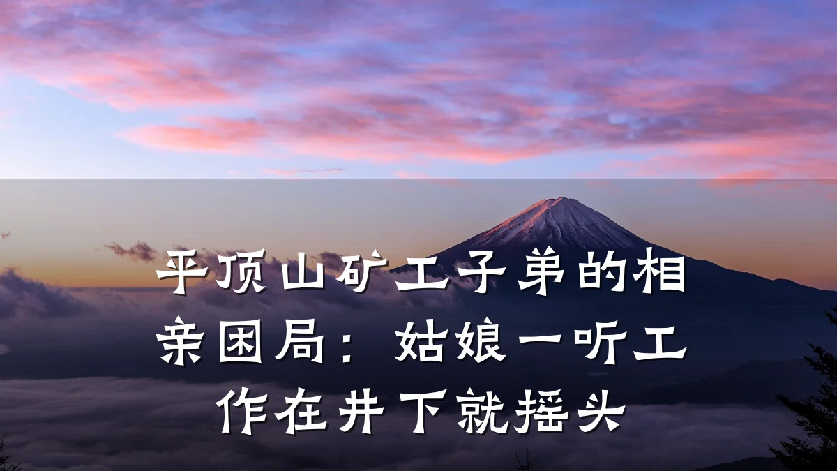 平顶山矿工子弟的相亲困局:姑娘一听工作在井下就摇头