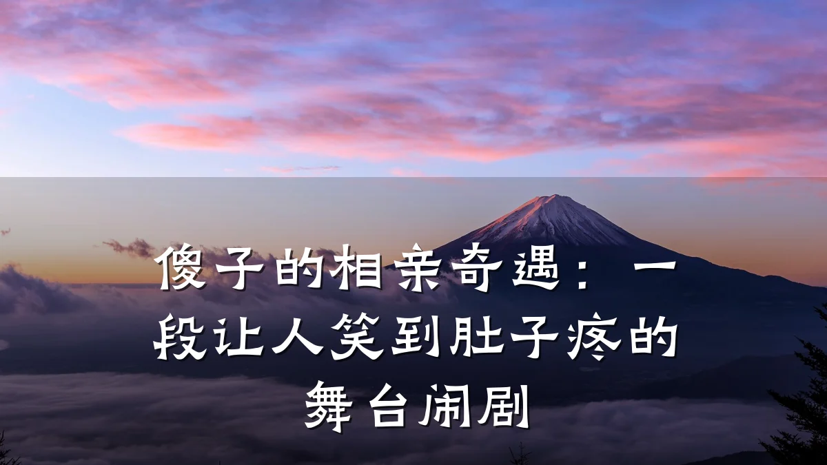 傻子的相亲奇遇:一段让人笑到肚子疼的舞台闹剧