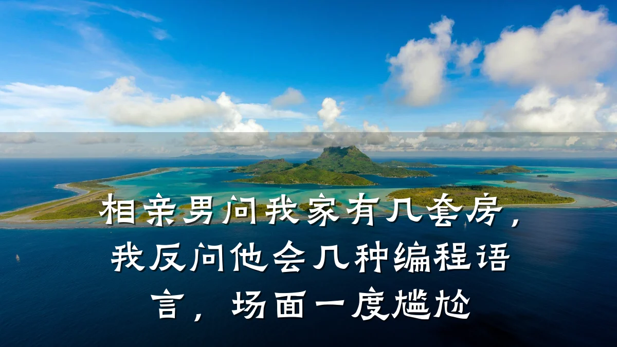 相亲男问我家有几套房,我反问他会几种编程语言,场面一度尴尬