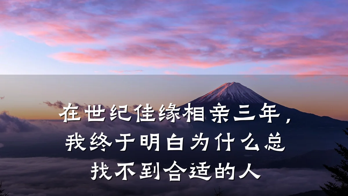 在世纪佳缘相亲三年,我终于明白为什么总找不到合适的人