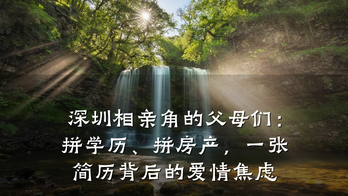 深圳相亲角的父母们:拼学历、拼房产,一张简历背后的爱情焦虑