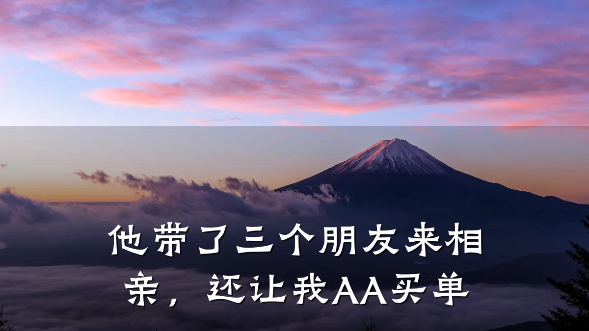 他带了三个朋友来相亲,还让我AA买单