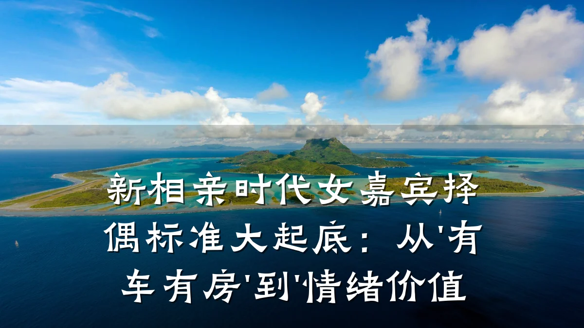 新相亲时代女嘉宾择偶标准大起底:从'有车有房'到'情绪价值