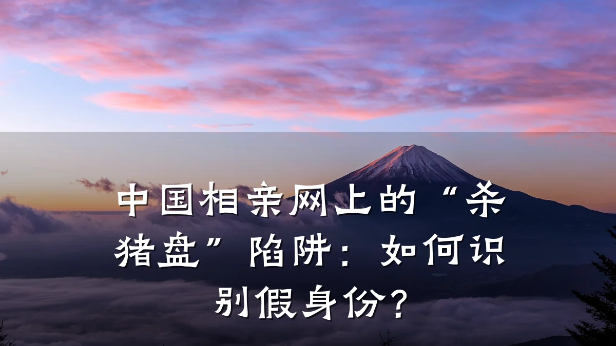 中国相亲网上的“杀猪盘”陷阱:如何识别假身份?