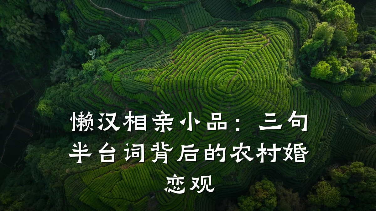 懒汉相亲小品:三句半台词背后的农村婚恋观