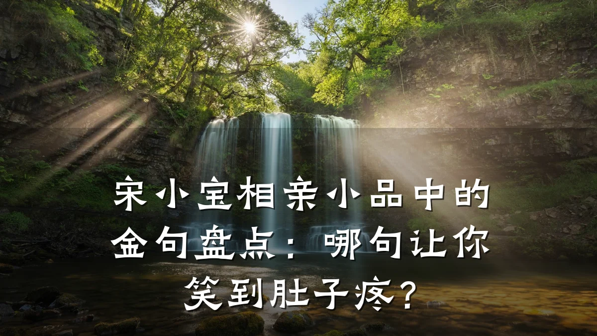 宋小宝相亲小品中的金句盘点:哪句让你笑到肚子疼?
