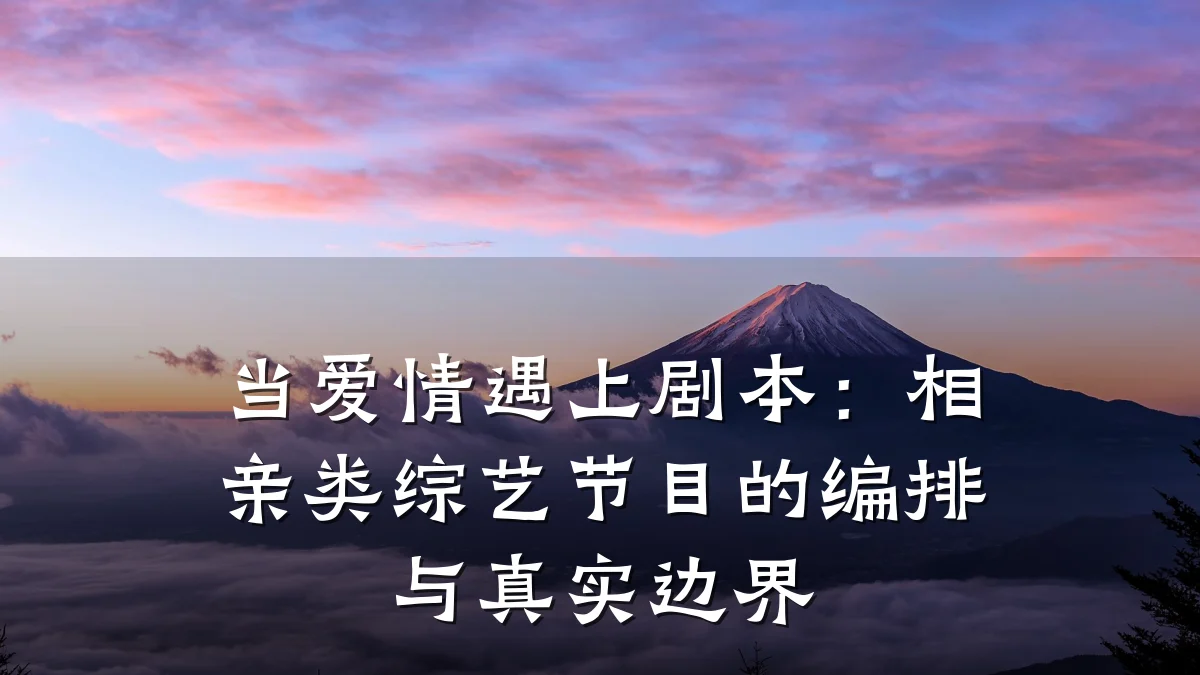 当爱情遇上剧本:相亲类综艺节目的编排与真实边界