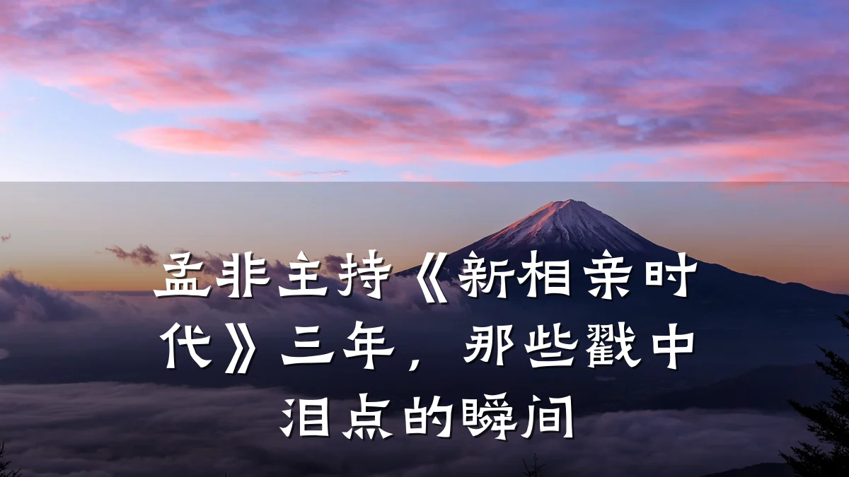 孟非主持《新相亲时代》三年,那些戳中泪点的瞬间