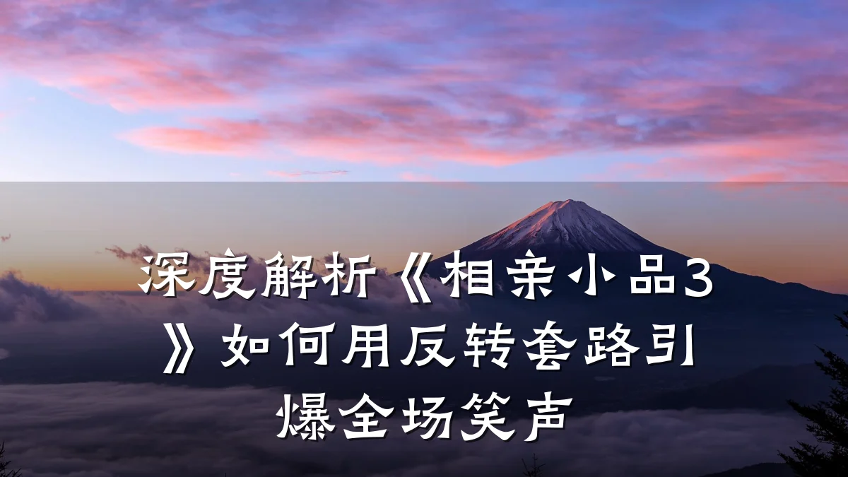 深度解析《相亲小品3》如何用反转套路引爆全场笑声