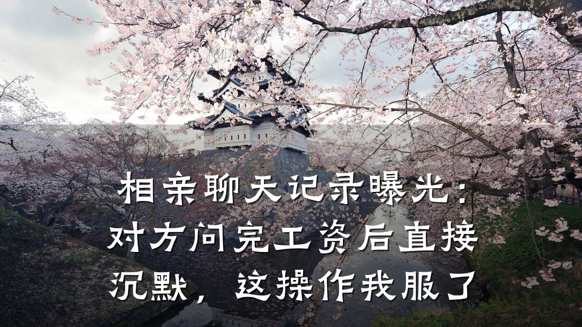 相亲聊天记录曝光:对方问完工资后直接沉默,这操作我服了