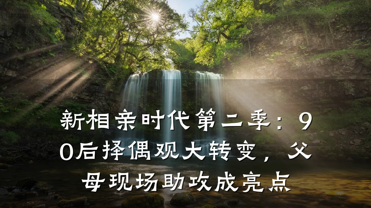 新相亲时代第二季:90后择偶观大转变,父母现场助攻成亮点