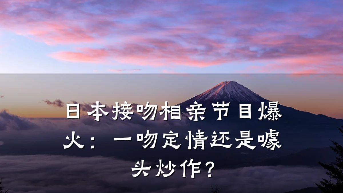 日本接吻相亲节目爆火:一吻定情还是噱头炒作?