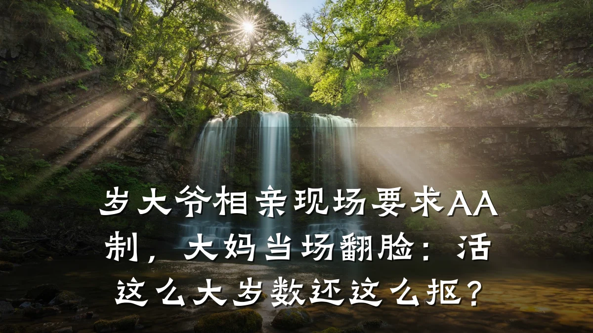 岁大爷相亲现场要求AA制,大妈当场翻脸:活这么大岁数还这么抠?