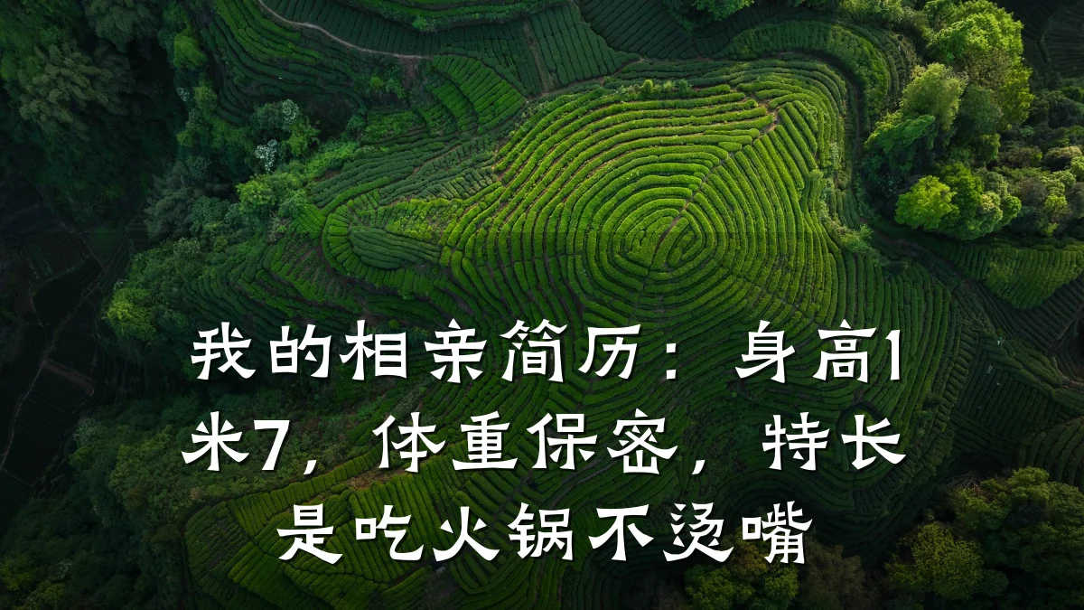 我的相亲简历:身高1米7,体重保密,特长是吃火锅不烫嘴