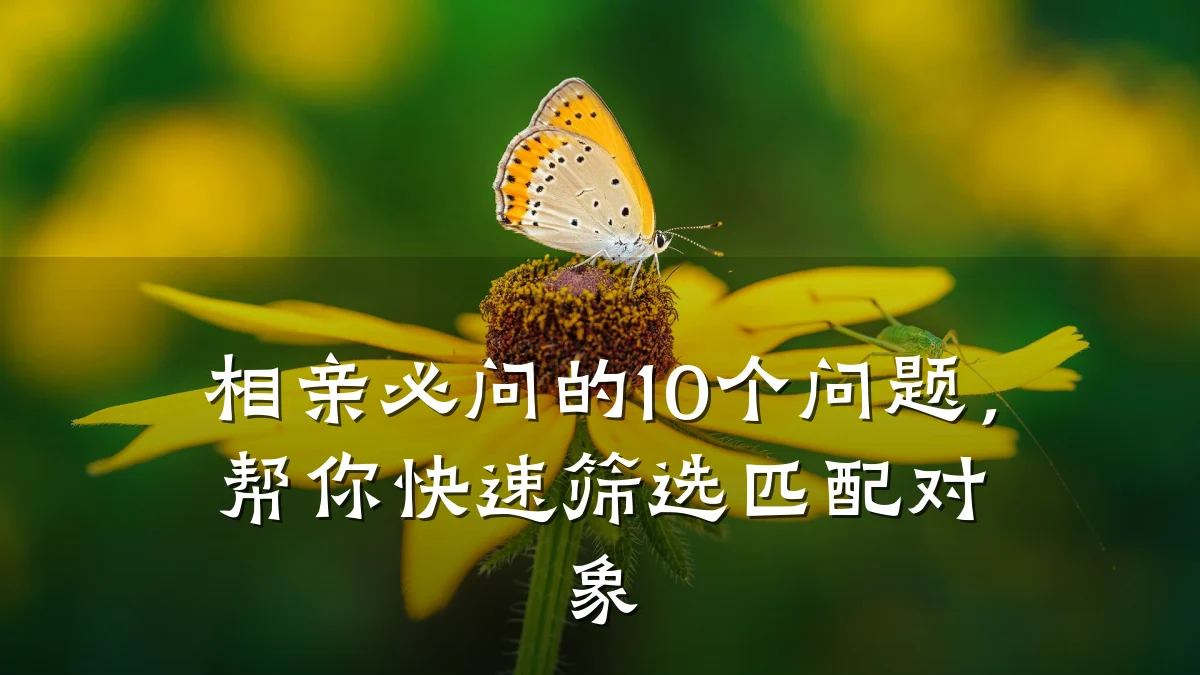 相亲必问的10个问题,帮你快速筛选匹配对象