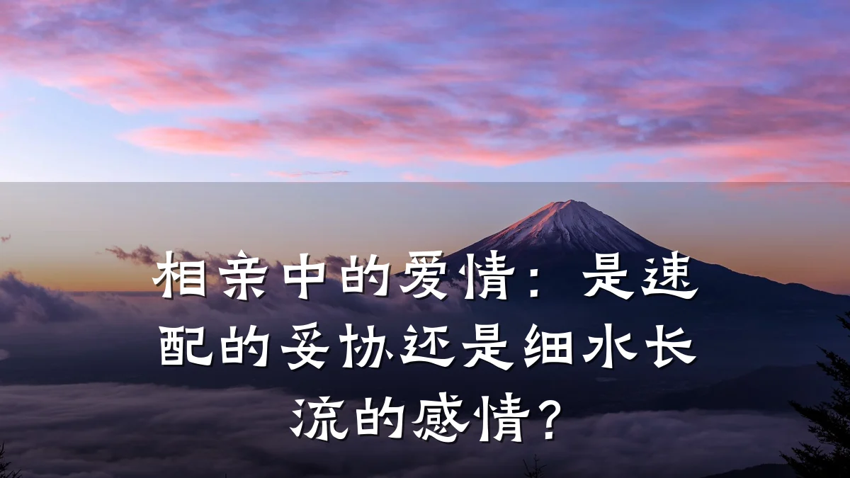相亲中的爱情:是速配的妥协还是细水长流的感情?
