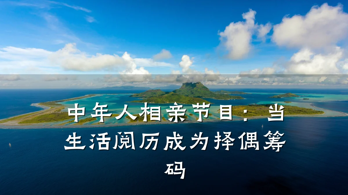 中年人相亲节目:当生活阅历成为择偶筹码
